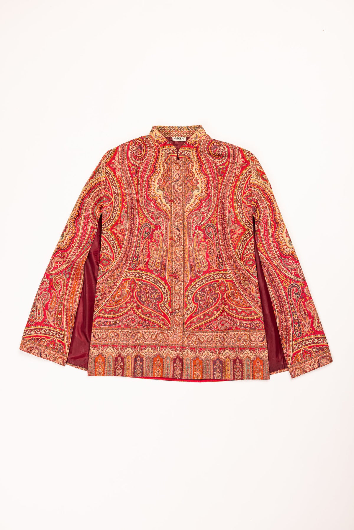 Color: Red - Bahaar Poncho front view