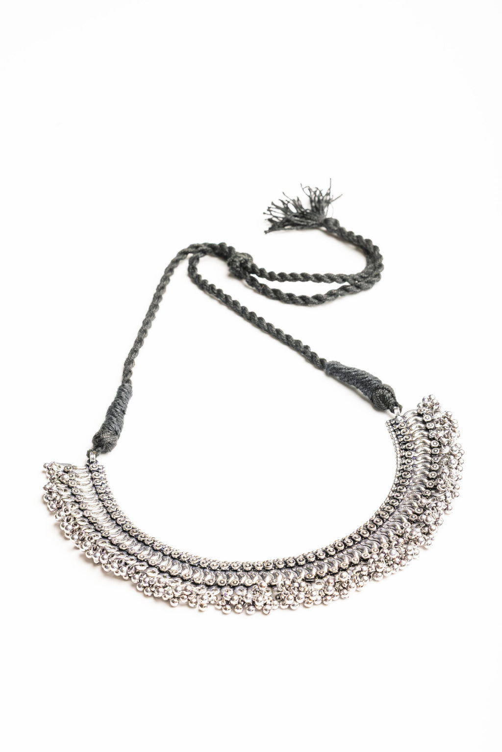 Color: Silver - Jhanak Necklace angled view