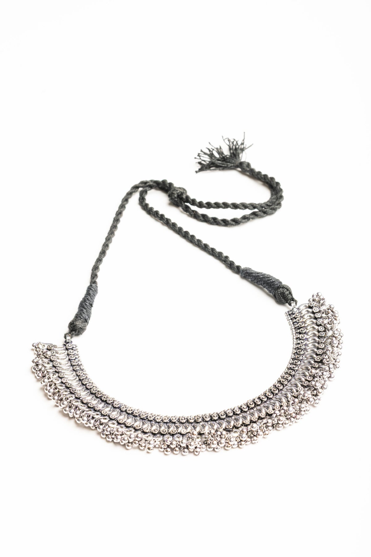 Color: Silver - Jhanak Necklace angled view