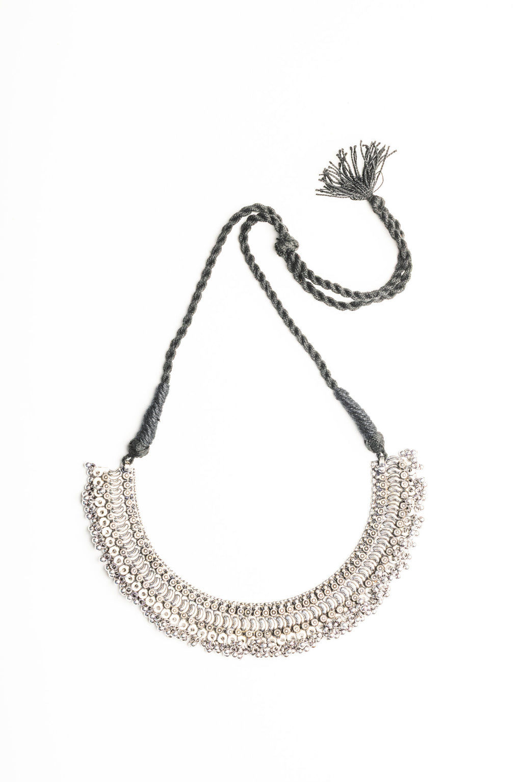 Color: Silver - Jhanak Necklace front view 