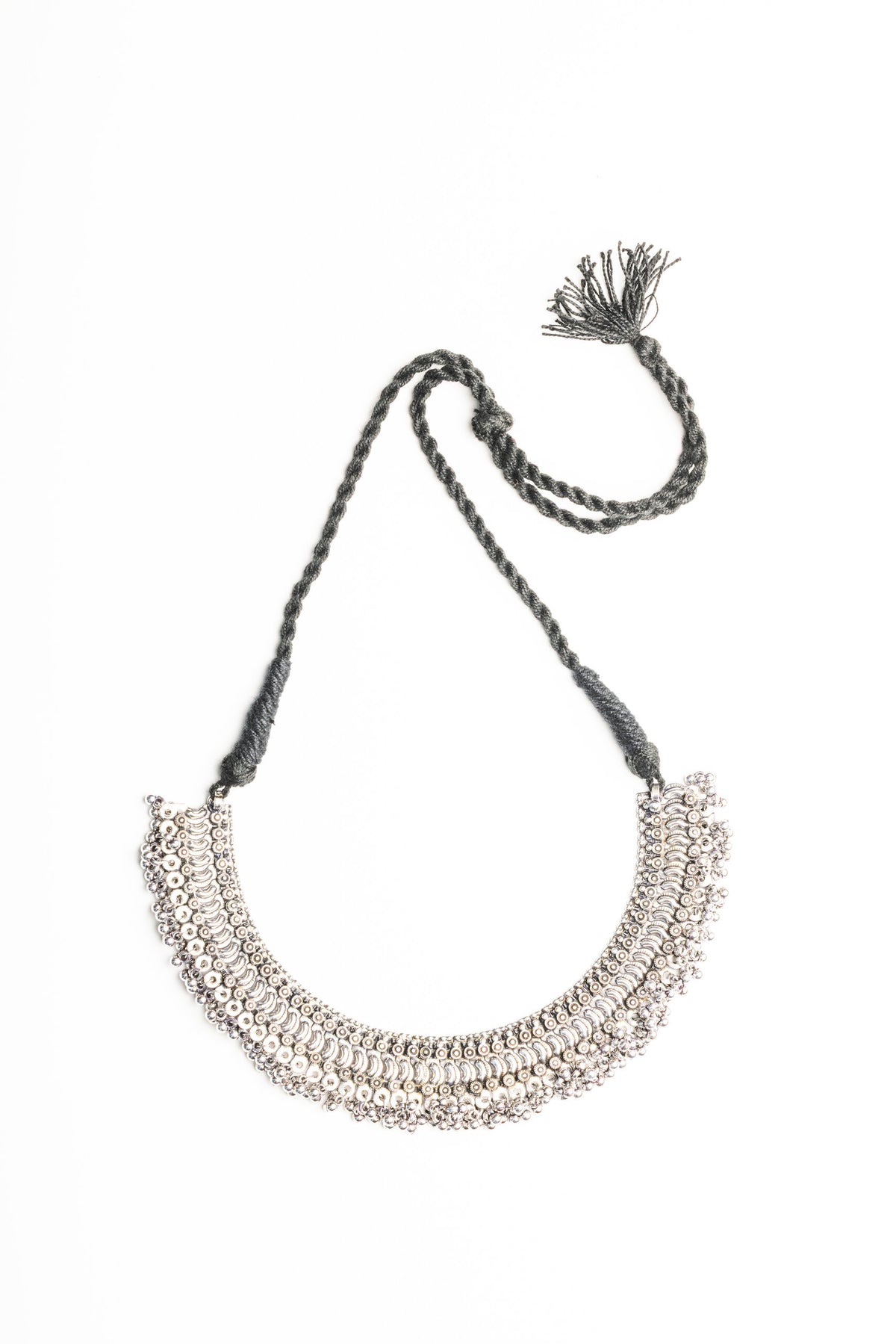 Color: Silver - Jhanak Necklace front view 